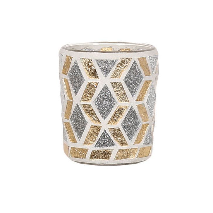 Aroma Gold and Silver Glitter Votive Holder