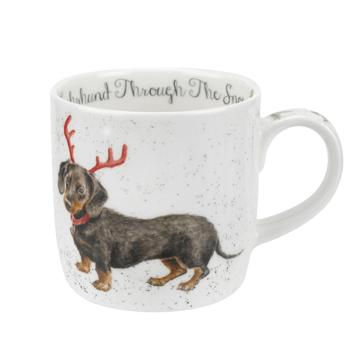 Royal Worcester Wrendale Dachshund and Snow Mug