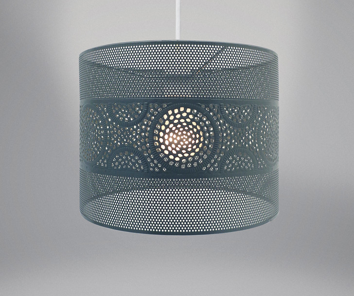 Country Club Metal Light Shade Grey Circles