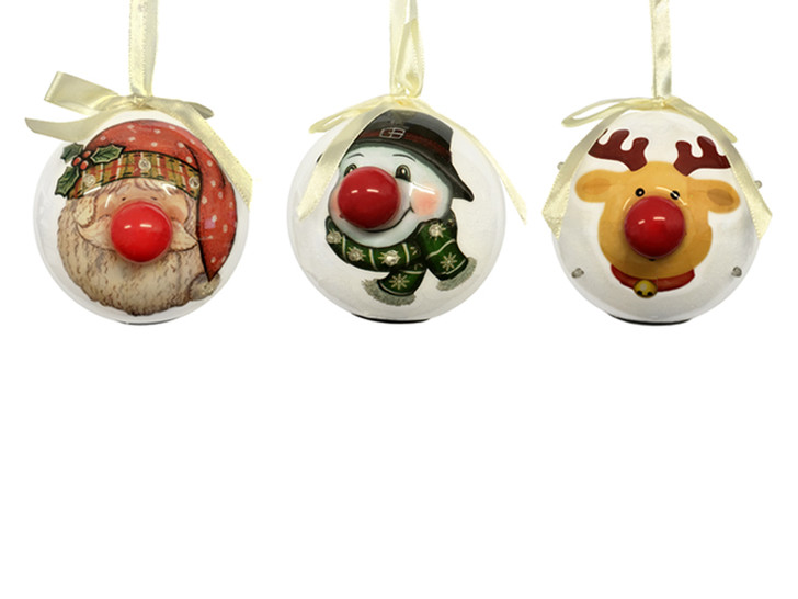 Straits Novelty LED Baubles Set of 3 Snowman Santa and Rudolph