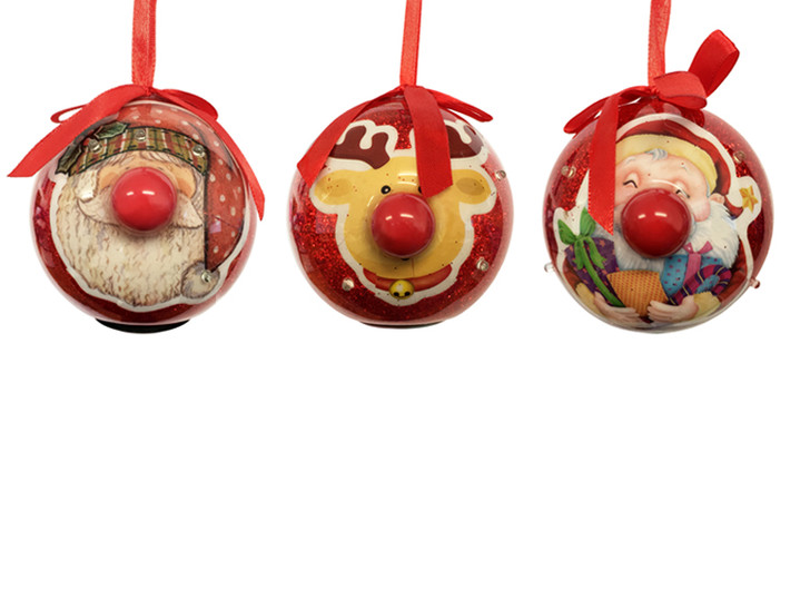 Straits Novelty LED Baubles Set of 3 Santas and Rudolph