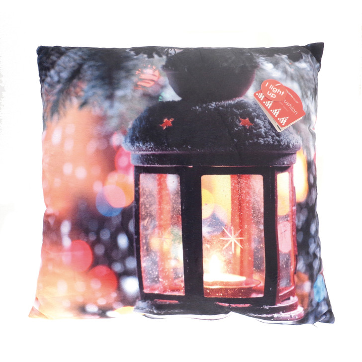 Country Club LED Christmas Cushion Black Lantern