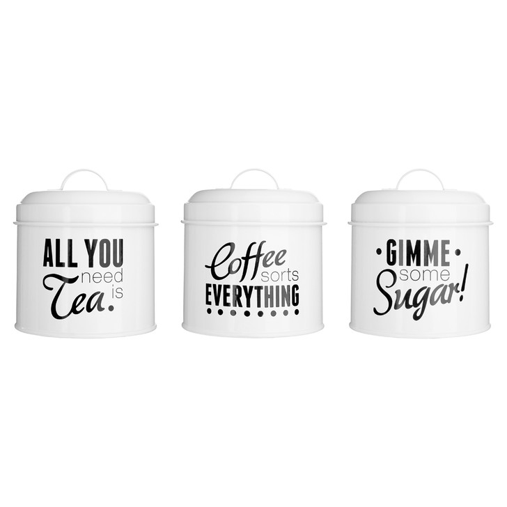 Premier Housewares Pun and Games Set of 3 Tea Coffee Sugar Canisters