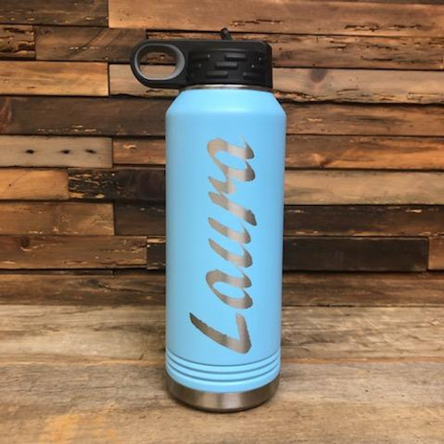 32oz Light Blue Insulated Steel Water Bottle - A&E Trophy