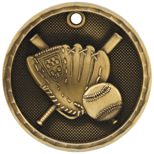 Gold Baseball 3-D Medals