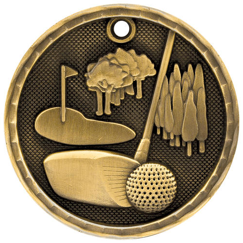 Gold Golf 3-D Medals