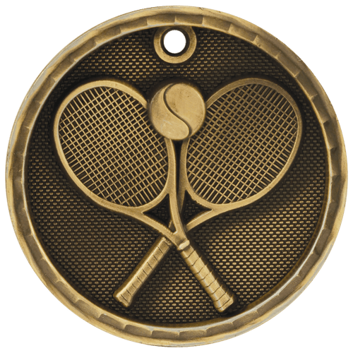 Gold Tennis 3-D Medals Gold Tennis 3-D Medals