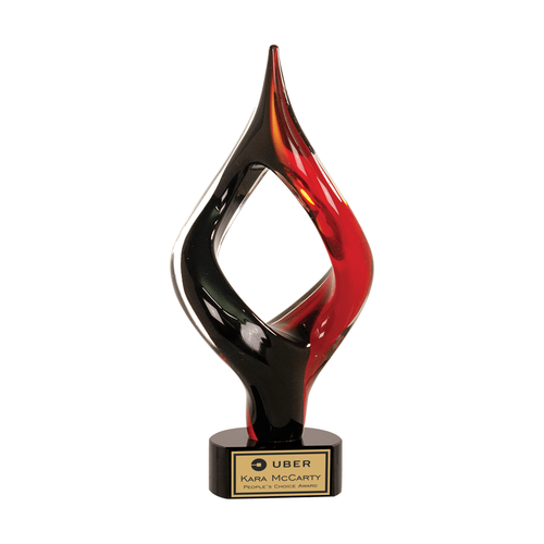Red and Black Twist Art Glass Award | Hand blown for a unique design
