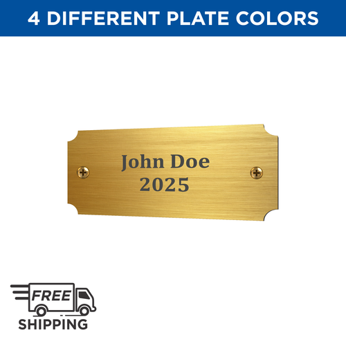 2.5 INCH BY 1 INCH GOLD PERPETUAL PLATE WITH BLACK ENGRAVING