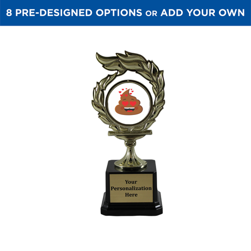Personalized Poop Emoji Flame Trophy