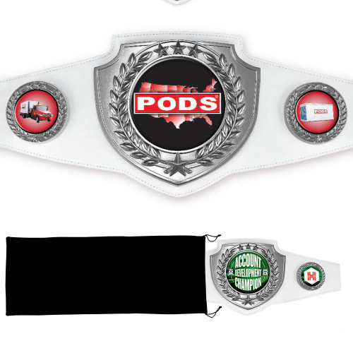 Custom printed White Championship belt