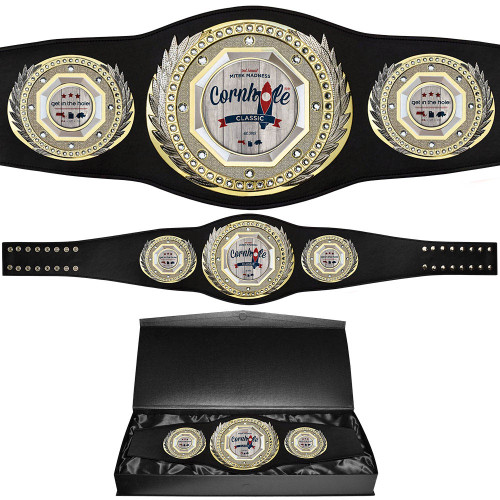 Presidential championship belt with custom printed plates