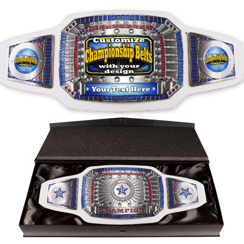 Ultimate White championship belt with free custom printing