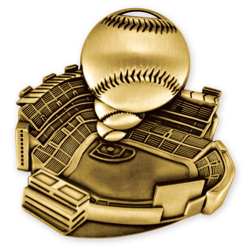 Gold Baseball Stadium Medal Gold Baseball Stadium Medal