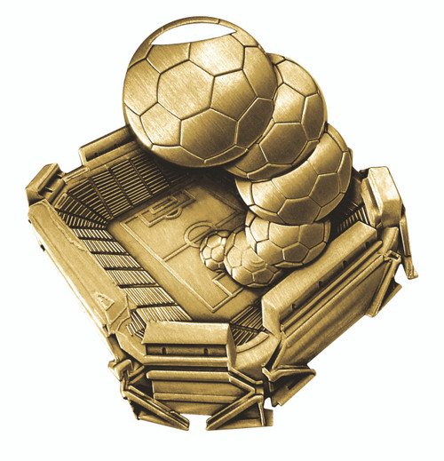 Gold Soccer Stadium Medal Gold Soccer Stadium Medal