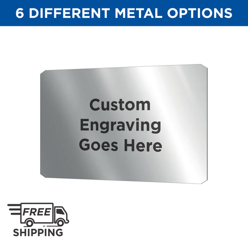 2x3 SILVER ALUMINIM PLATE WITH SLANTED CORNERS AND BLACK TEXT