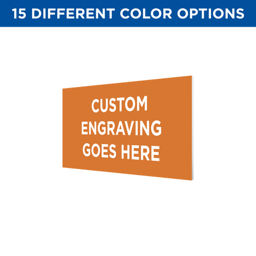 2x3 INCH ORANGE PLASTIC PLATE ENGRAVED IN WHITE