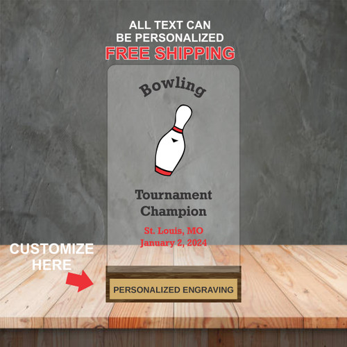 Bowling Single Pin Acrylic Award Bowling Single Pin Acrylic Award
