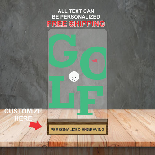 Golf Acrylic Award - GREEN PRINT Golf Acrylic Award - GREEN PRINT