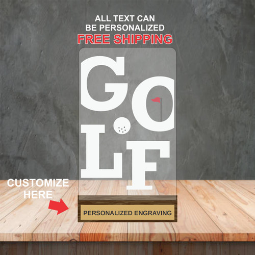 Golf Acrylic Award - WHITE PRINT Golf Acrylic Award - WHITE PRINT