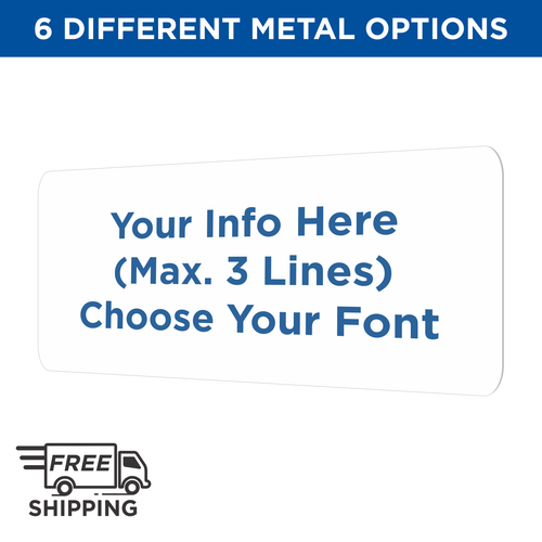 2x4 WHITE ALUMINUM PLATE WITH BLUE TEXT PRINTED ON IT 2x4 WHITE ALUMINUM PLATE WITH BLUE TEXT PRINTED ON IT
