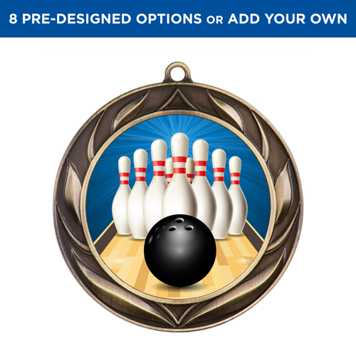 Gold Bowling Wreath Insert Medal Gold Bowling Wreath Insert Medal