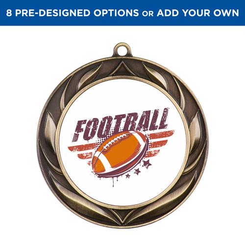 Gold Football Wreath Insert Medal Gold Football Wreath Insert Medal