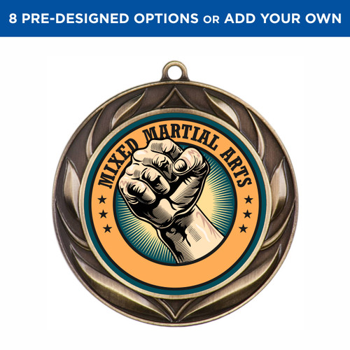 Gold Martial Arts Wreath Insert Medal Gold Martial Arts Wreath Insert Medal