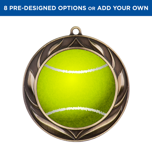 Gold Tennis Wreath Insert Medal Gold Tennis Wreath Insert Medal