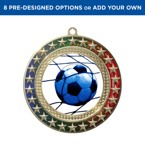 Soccer Radiant Star Multicolor Insert Medal Soccer Radiant Star Multicolor Insert Medal