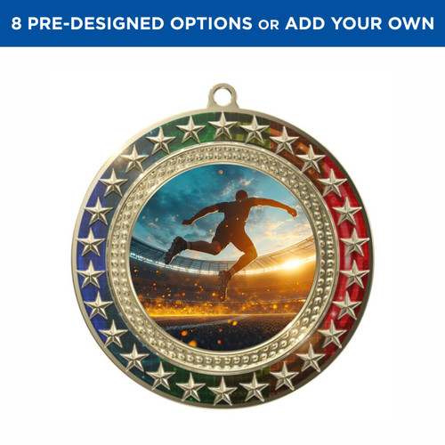 Gold Track Radiant Star Multicolor Insert Medal Gold Track Radiant Star Multicolor Insert Medal