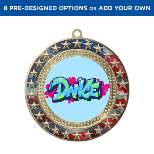 Gold Dance Radiant Star Patriotic Insert Medal Gold Dance Radiant Star Patriotic Insert Medal