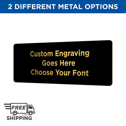 2x6 BLACK BRASS PLATE WITH GOLD ENGRAVING