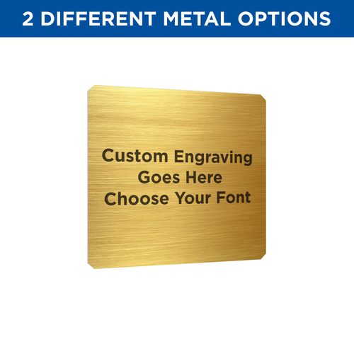 4x4 GOLD BRASS PLATE WITH BLACK LETTERING