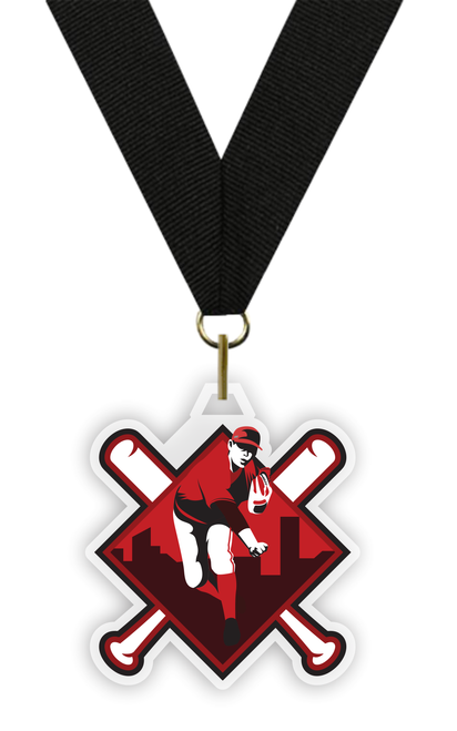 Baseball Crossed Bat Acrylic Medal Baseball Crossed Bat Acrylic Medal