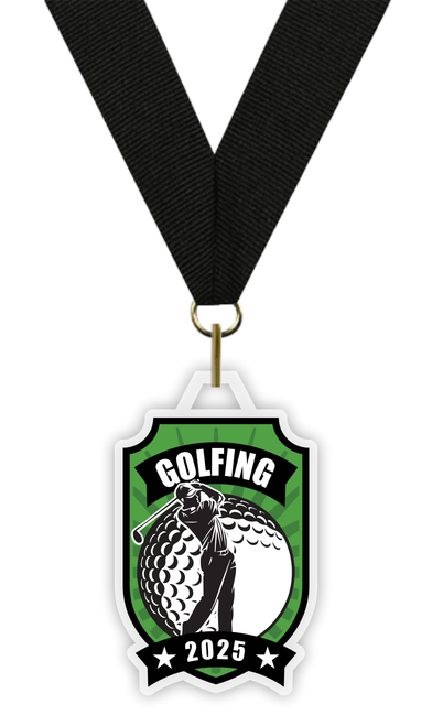 Golf Shield Acrylic Medal