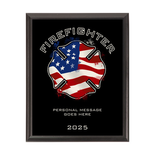 Firefighter American Flag Award Plaque Black Firefighter American Flag Award Plaque Black