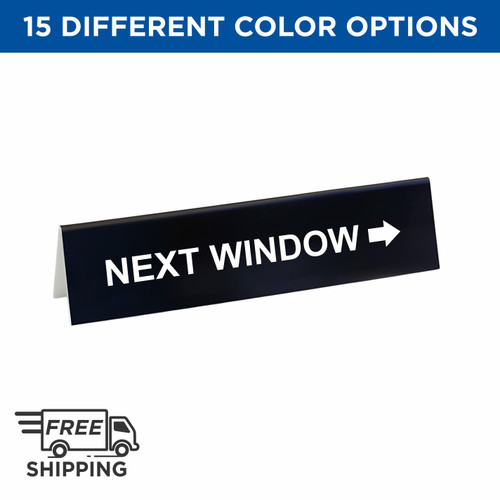 Next Window tented office sign