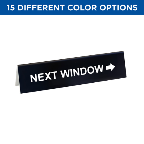 Next Window tented office sign