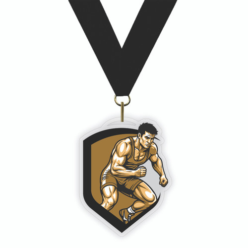 Wrestler Acrylic Medal