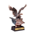 Hand-painted American bald eagle with American flag sculpture on piano finish base with custom engraved gold plate — personalized patriotic award and corporate recognition gift from Trophy Outlet