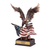 Hand-painted American bald eagle with American flag sculpture on piano finish base with custom engraved gold plate — personalized patriotic award and corporate recognition gift from Trophy Outlet