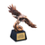 Electroplated bronzed soaring bald eagle sculpture with wings spread in dive pose, mounted on black piano-finish base with custom engraved gold plate — personalized corporate and patriotic recognition award from Trophy Outlet