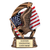 Hand-painted American bald eagle with dual American flags and bronzed shooting star burst background, integrated resin base with custom engraved gold plate — personalized patriotic trophy and recognition award from Trophy Outlet