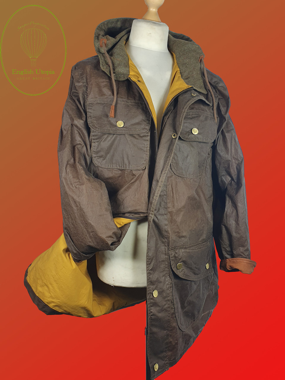 mens waxed cotton anorak