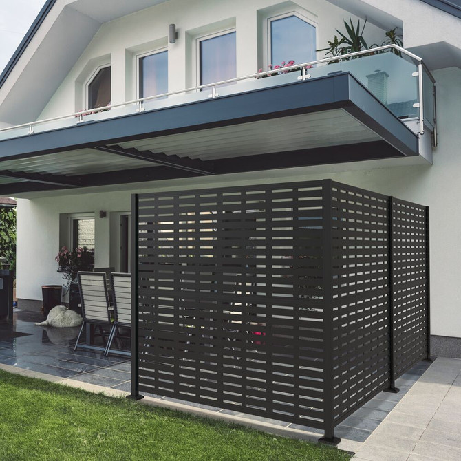 Boardwalk Decorative Screen Panel 2ft. x 4ft. Black Privacy with Frame Kit