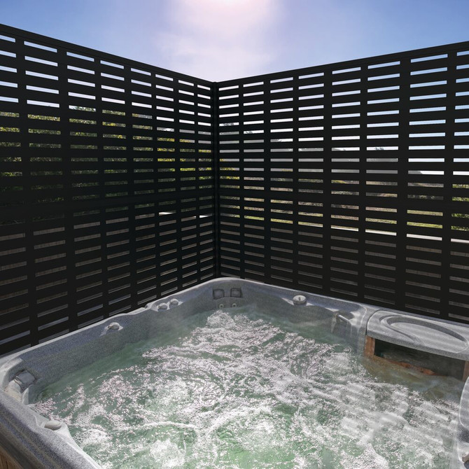 Boardwalk Decorative Screen Panel 2ft. x 4ft. Black Lifestyle