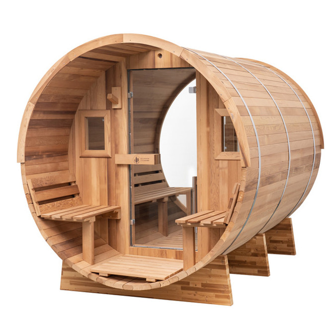 Thermowood Panorama Sauna with Porch - 6 Person