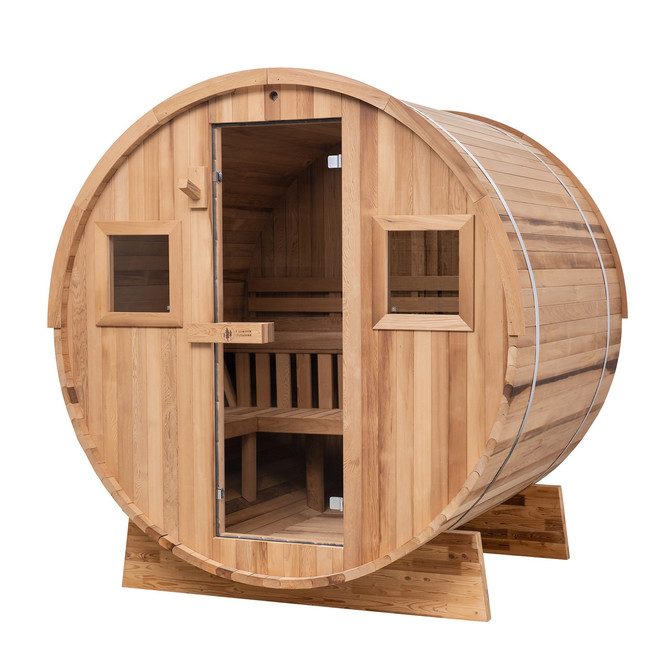Extra-Wide Thermowood Barrel Sauna - 6 Person