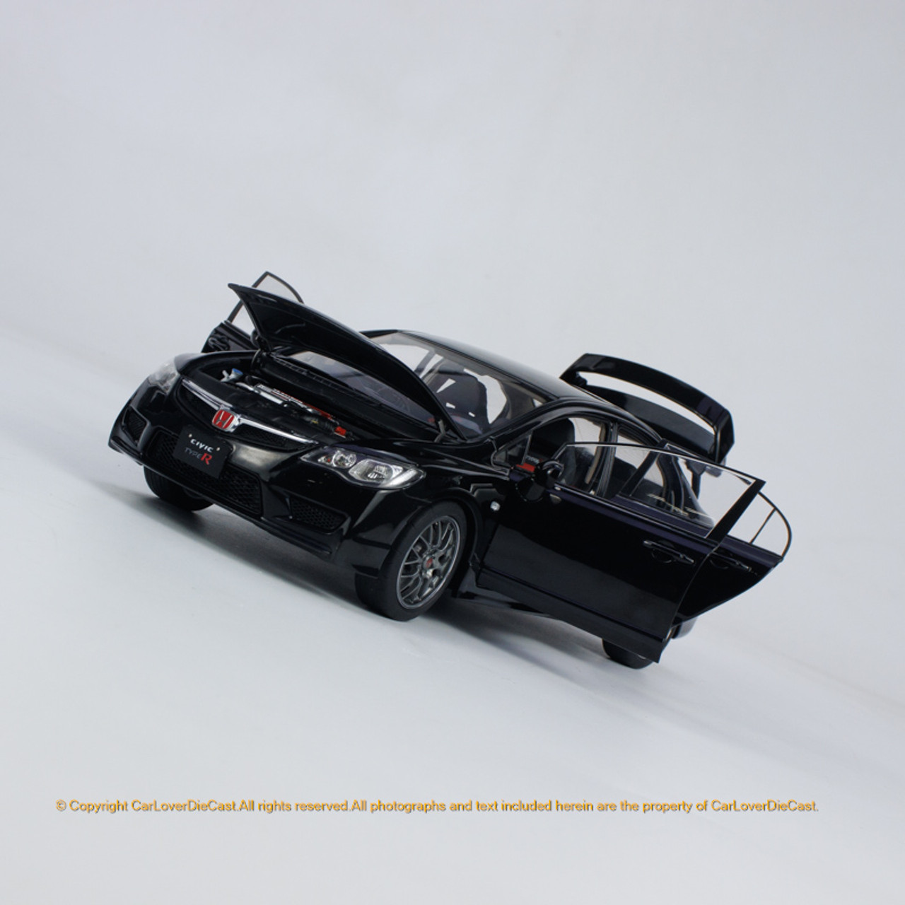1/18 Honda Civic Type R マットブラック 1/18 Well Honda Civic Type-R (FD2) Black Diecast Car Model